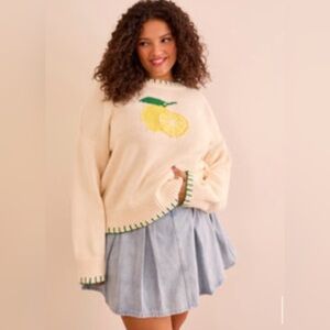 ARULA Cream Sweater with Lemon Design